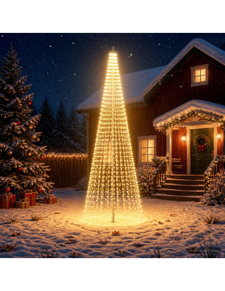 Luci per albero di Natale con picchetti e asta per bandiera
