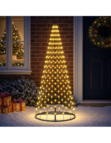 Albero di Natale LED 165 cm 270 LED Bianco caldo Ferro Nero