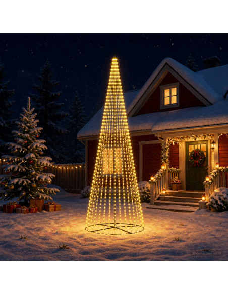 Albero di Natale LED 485 cm 1632 LED Bianco caldo Ferro Nero