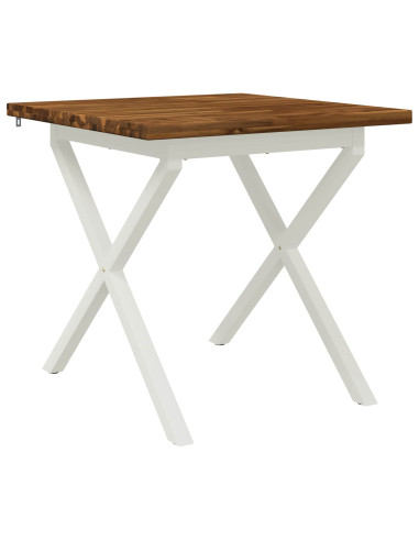 80 x 80 x 75 cm Legno di Acacia Massello Naturale e Bianco