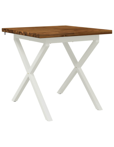 80 x 80 x 75 cm Legno di Acacia Massello Naturale e Bianco
