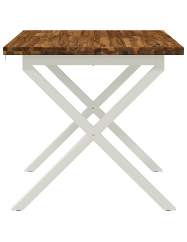 80 x 80 x 75 cm Legno di Acacia Massello Naturale e Bianco