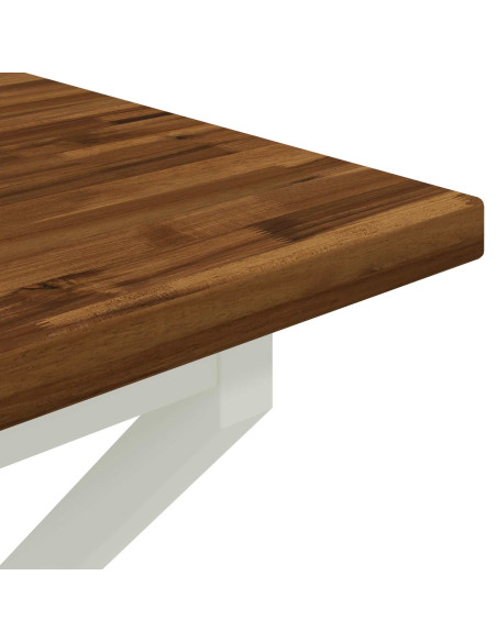 80 x 80 x 75 cm Legno di Acacia Massello Naturale e Bianco