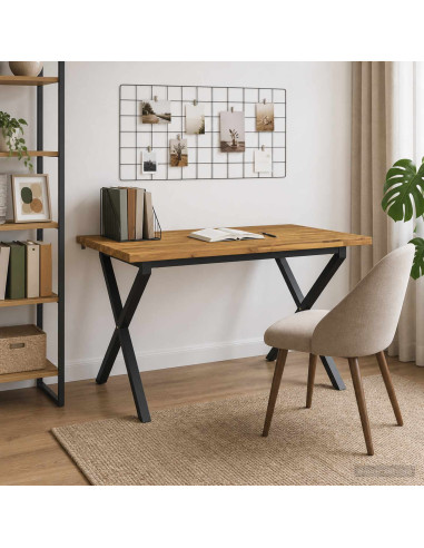 120 x 80 x 75 cm Legno di Acacia Massello Bianco e Nero