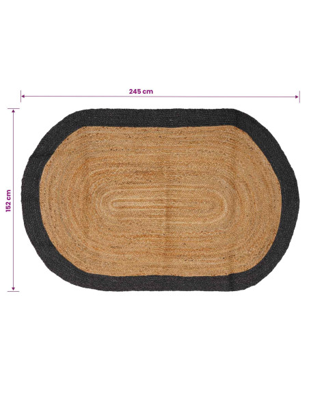 Tappeto da Area Grigio Scuro 152 x 245 cm Juta