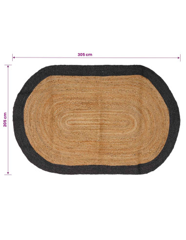 Tappeto da Area Grigio Scuro 205 x 305 cm Juta