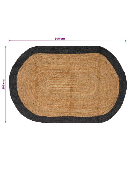 Tappeto da Area Grigio Scuro 205 x 305 cm Juta
