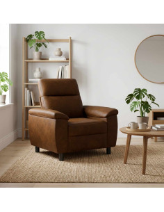 Divano Marrone 95 x 90 x 95 cm Pelle Scamosciata Sintetica