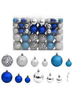 Palline di Natale 100 pz Blu e Argento 3 / 4 / 6 cm