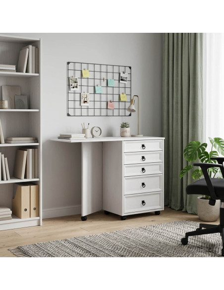 Mobiletto con cassetti e piano pieghevole CORONA Bianco