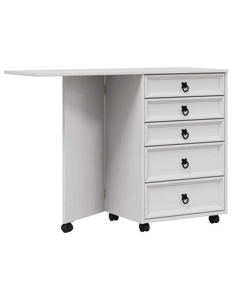 Mobiletto con cassetti e piano pieghevole CORONA Bianco