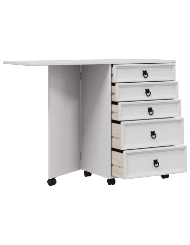 Mobiletto con cassetti e piano pieghevole CORONA Bianco
