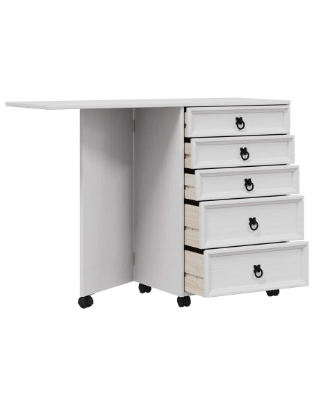 Mobiletto con cassetti e piano pieghevole CORONA Bianco