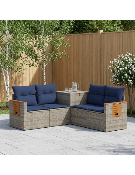 Set di divani 5 pz Grigio e Blu Navy 179 x 179 x 85 cm