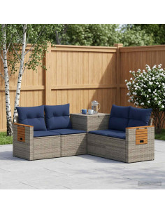 Set di divani 5 pz Grigio e Blu Navy 179 x 179 x 85 cm