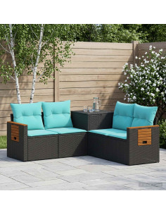 Set di divani 5 pz Nero e Blu 179 x 179 x 85 cm
