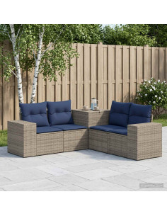 Set di divani 5 pz Grigio e Blu Navy 200 x 200 x 85 cm