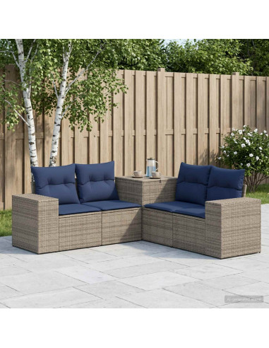 Set di divani 5 pz Grigio e Blu Navy 200 x 200 x 85 cm