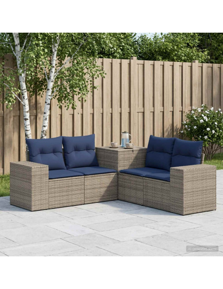 Set di divani 5 pz Grigio e Blu Navy 200 x 200 x 85 cm