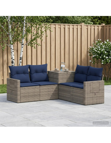 Set di divani 5 pz Grigio e Blu Navy 179 x 179 x 85 cm