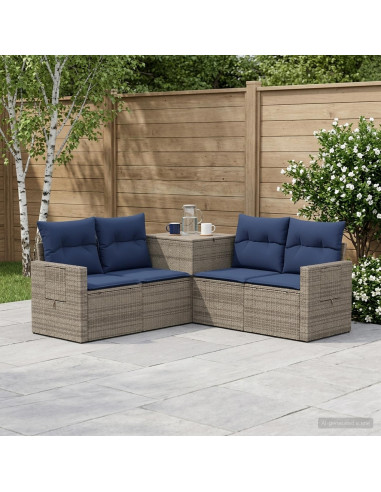 Set di divani 5 pz Grigio e Blu Navy 179 x 179 x 85 cm