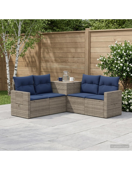 Set di divani 5 pz Grigio e Blu Navy 179 x 179 x 85 cm