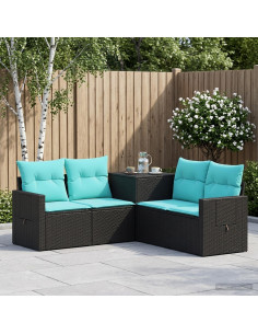 Set di divani 5 pz Nero e Blu 179 x 179 x 85 cm