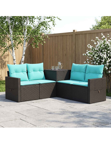 Set di divani 5 pz Nero e Blu 179 x 179 x 85 cm