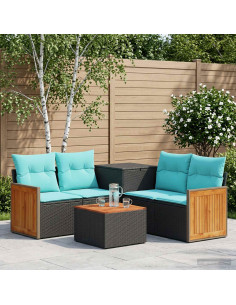 Set di divani 6 pz Nero e Blu 55 x 55 x 37 cm