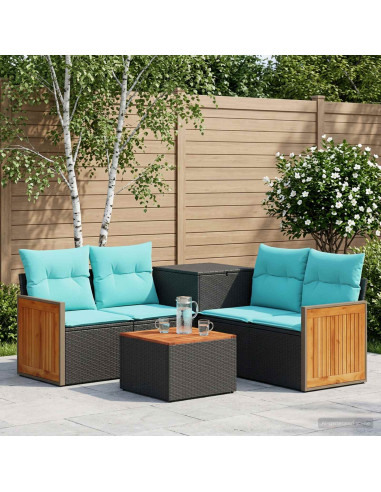 Set di divani 6 pz Nero e Blu 55 x 55 x 37 cm