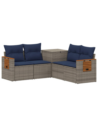 Set di divani 5 pz Grigio e Blu Navy 179 x 179 x 85 cm