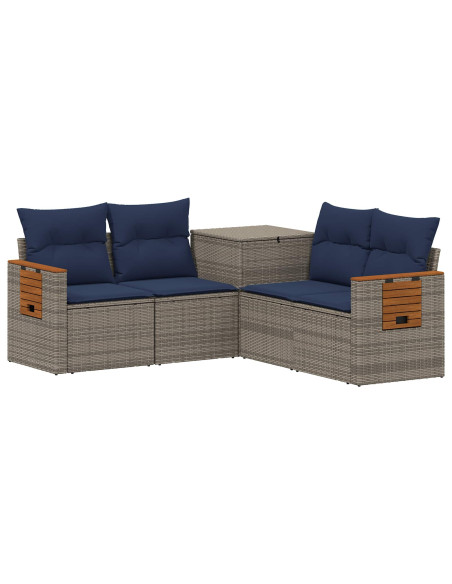 Set di divani 5 pz Grigio e Blu Navy 179 x 179 x 85 cm