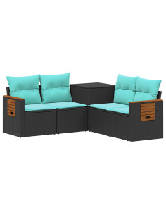 Set di divani 5 pz Nero e Blu 179 x 179 x 85 cm 2
