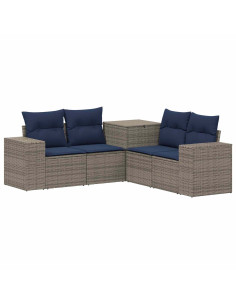 Set di divani 5 pz Grigio e Blu Navy 200 x 200 x 85 cm 2