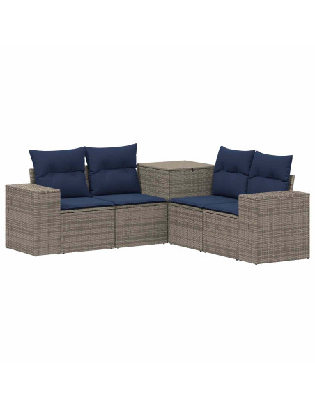 Set di divani 5 pz Grigio e Blu Navy 200 x 200 x 85 cm