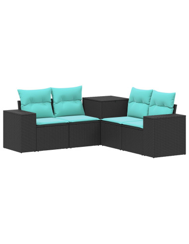 Set di divani 5 pz Nero e Blu 200 x 200 x 85 cm