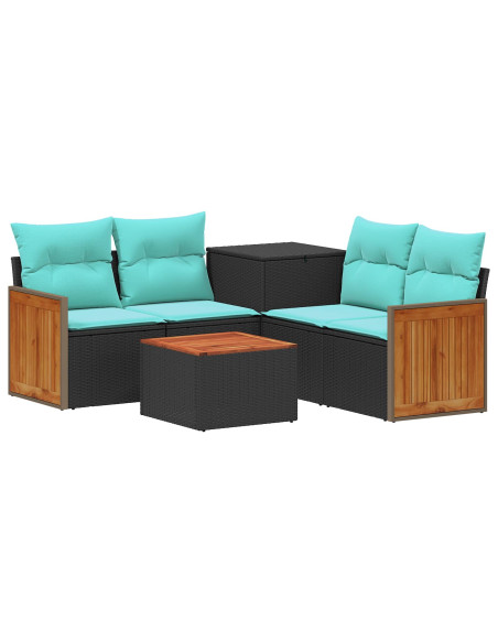 Set di divani 6 pz Nero e Blu 55 x 55 x 37 cm