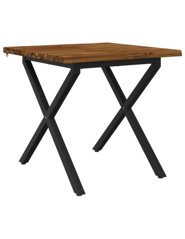 60 x 55 x 75 cm Legno di Acacia Massello Naturale e Nero