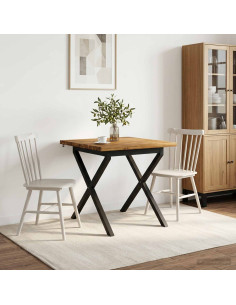 70 x 70 x 75 cm Legno di Acacia Massello Naturale e Nero