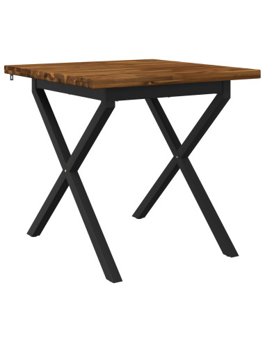 70 x 70 x 75 cm Legno di Acacia Massello Naturale e Nero