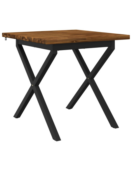 70 x 70 x 75 cm Legno di Acacia Massello Naturale e Nero