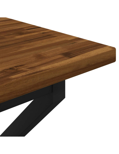70 x 70 x 75 cm Legno di Acacia Massello Naturale e Nero