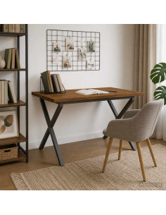 110 x 55 x 75 cm Legno di Acacia Massello Naturale e Caffè