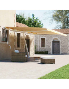 Tenda da Sole Autoportante Manuale 600x300 cm Gialla Bianca
