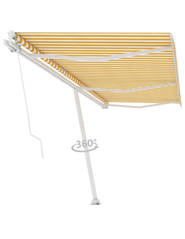 Tenda da Sole Autoportante Manuale 600x300 cm Gialla Bianca