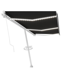 Tenda da Sole Retrattile Manuale con LED 600x300 cm Antracite 2