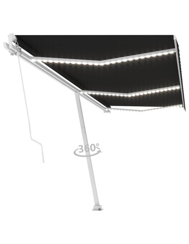 Tenda da Sole Retrattile Manuale con LED 600x300 cm Antracite
