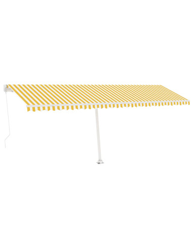 Tenda da Sole Retrattile Manuale e LED 600x300cm Gialla Bianca