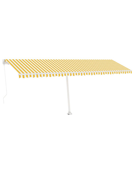 Tenda da Sole Retrattile Manuale e LED 600x300cm Gialla Bianca