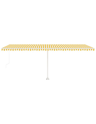 Tenda da Sole Retrattile Manuale e LED 600x300cm Gialla Bianca